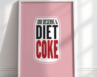 Diet Coke Pink Poster: Funny Bar Cart Art (Digital Download)