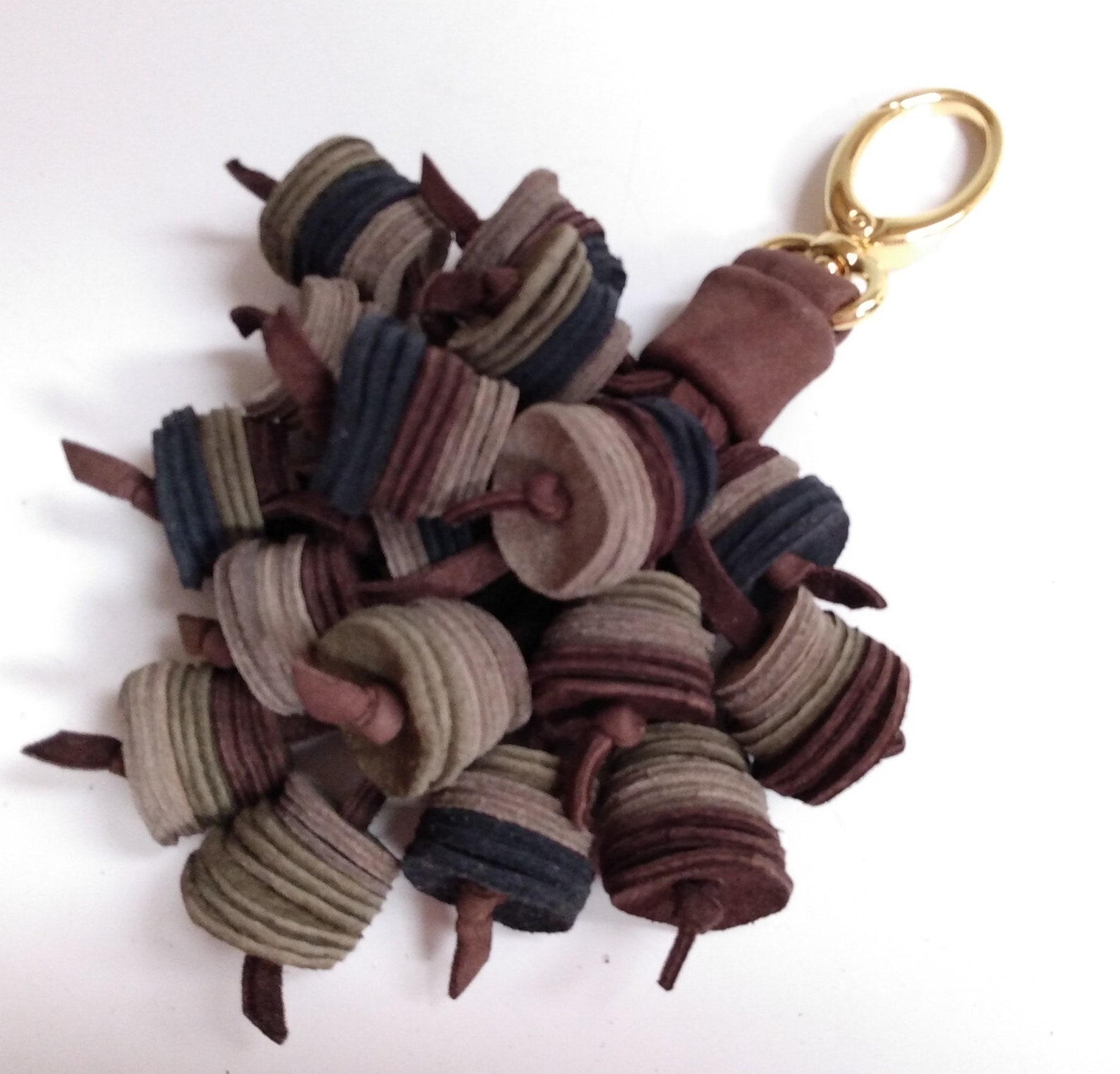 Leather handbag Charm Genuine Real Leather Gold Clip On Etsy