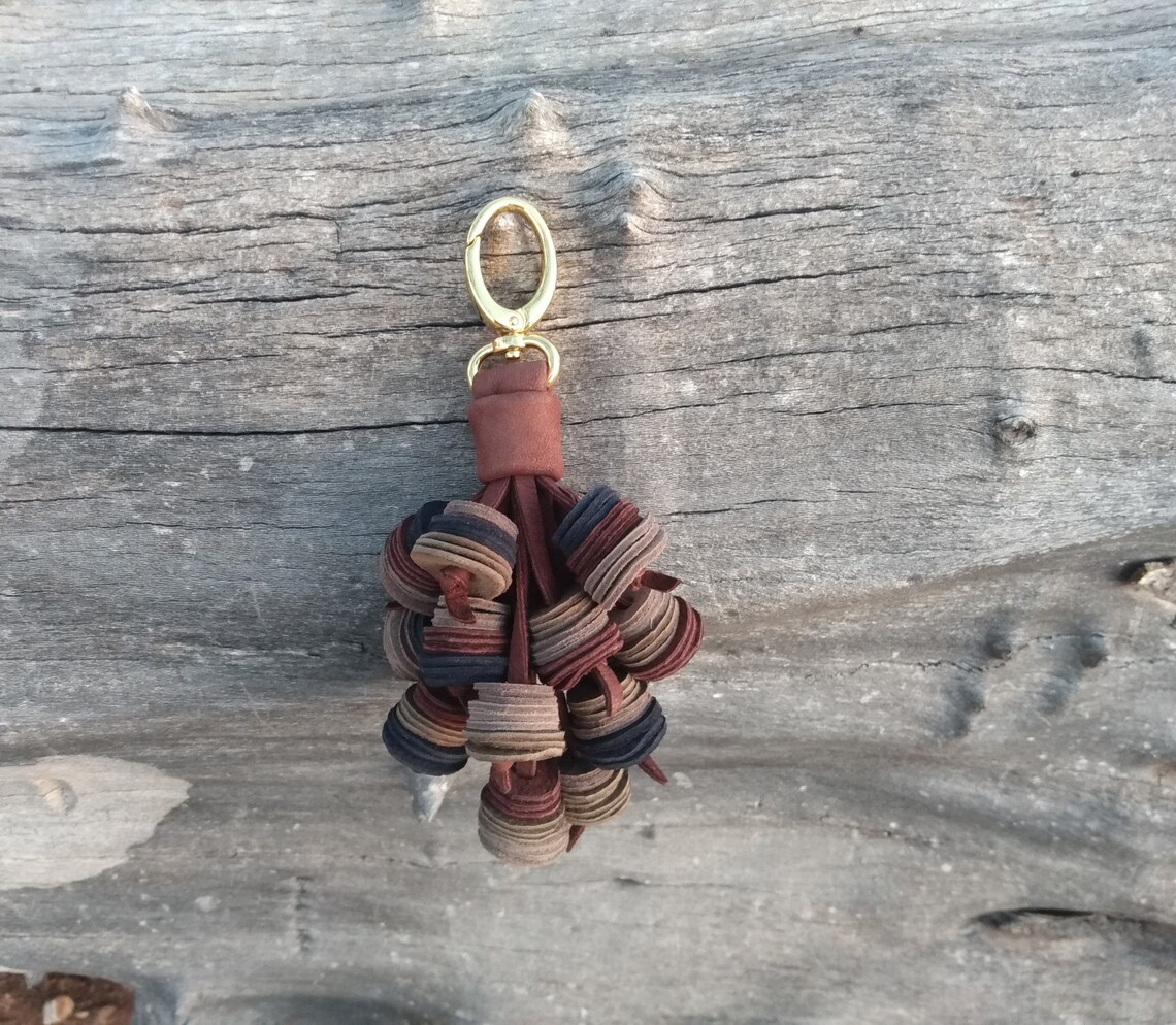 Leather handbag Charm Genuine Real Leather Gold Clip On Etsy