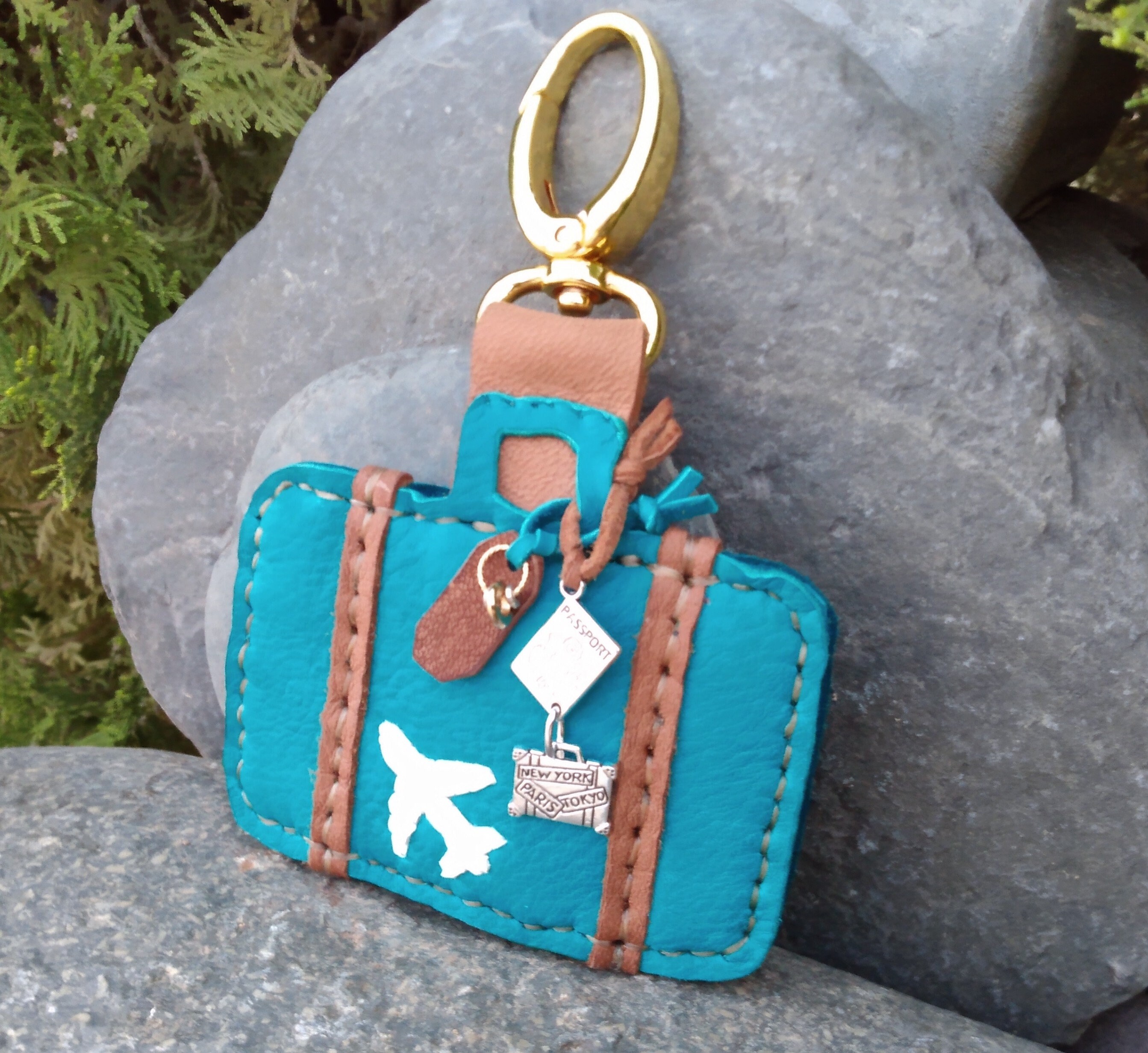 Luggage Bag Handbag Charm Genuine Leather Gold Clip On Etsy UK