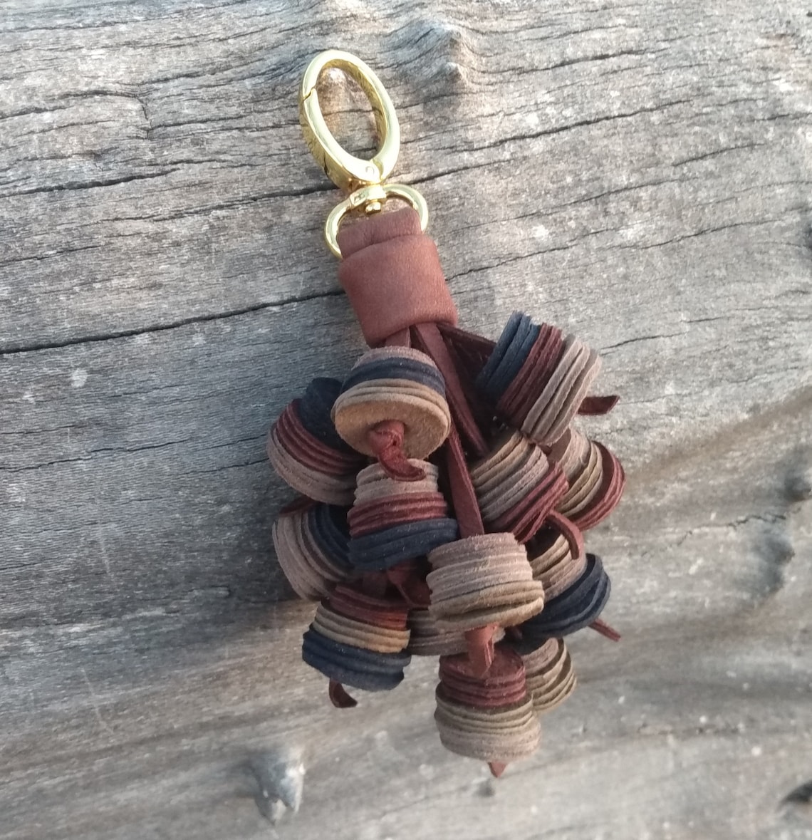 Leather handbag Charm Genuine Real Leather Gold Clip On Etsy