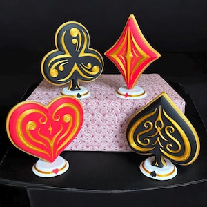 Playing Card Decorations w/ Stands, includes Black and Gold Ace Cards