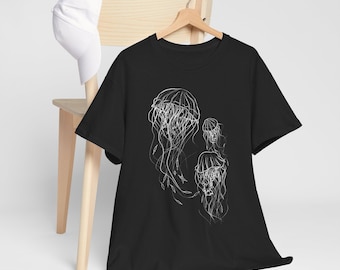 Molten Jellies Black T-Shirt, Synthesizer, Unisex Tee, Jellyfish Shirt, Modular Cables, Music Lover Gift