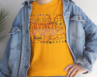 Synth Picnic Heavy Cotton Tee: Retro Modular Synth T-Shirt