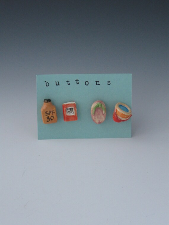 Items similar to Buttons, Ceramic Buttons, Novelty Buttons, Beach Theme