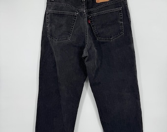 Vintage Levi's 550 Relaxed Fit Tapered Leg Jeans Herren 40x32 Verwaschener schwarzer Denim USA
