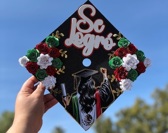 Mexican flag grad topper| Customized Grad |Se Logró grad topper|Harriatage grad topper|class of 2025|grad cap topper with Mexican colors