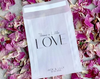 Personalised Wedding Confetti Packets: Throw Some Love | Hydrangea | Dried Throwing Confetti Petals | Pink Rose | Flower Confetti