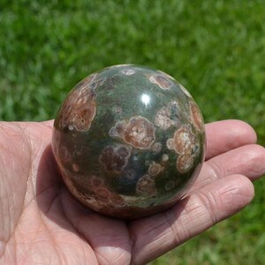 Green Flower Jasper - Green Sakura Jasper Sphere - Russian Flower Agate