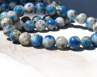 K2 Jasper Stone Bracelet- Genuine Quality- Raindrop Azurite - K2 Granite - 8.7mm