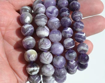 Chevron Amethyst Bracelet 12 mm - Natural Purple Amethyst Healing Crystal