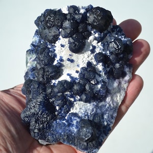Loaded Blueberry Fluorite Freeform Specimen - Blue Fluorite Nodules on Matrix
