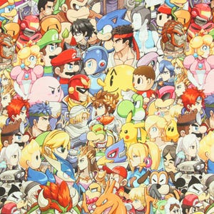 Video Games Character Fabric Classic Gaming Print Fabric 100% cotton Cartoon Fabric By The Half Yard