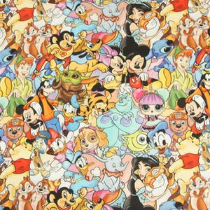 Disney Characters Fabric Disney Fabric 100% cotton Cartoon Fabric By The Half Yard