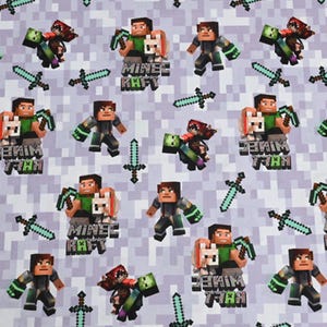 Minecraft Fabric Gaming Fabric Cartoon Fabric 100% cotton By The Half
