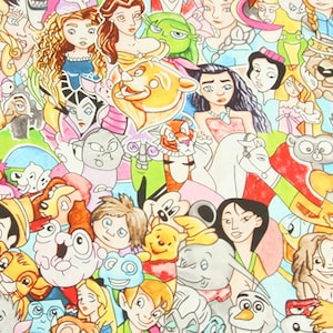 Disney Characters Fabric Disney Fabric 100% cotton Cartoon Fabric By The Half Yard