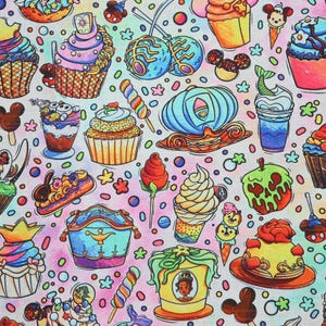 Disney Cartoon printed Fabric Dessert - themed Fabric 100% cotton Cartoon Fabric By The Half Yard