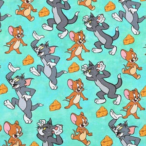 Tessuto Tom e Jerry Tessuto per cartoni animati in cotone 100% tagliato a metà