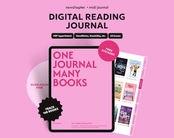 Diário de Leitura Digital: Rastreador de Livros, Planejador Goodnotes (PDF), Leia um livro novo por mês
