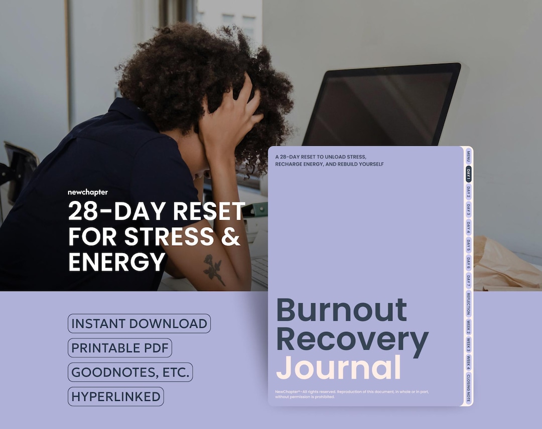28-day Burnout Recovery Journal: Digital Mental Health Workbook (PDF ...