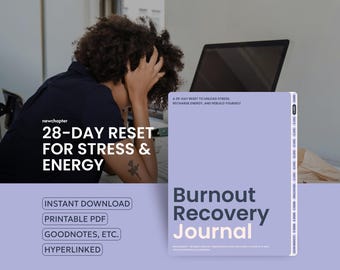 28-Day Burnout Recovery Journal: Digital Mental Health Workbook (PDF)