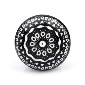 Black, White Ceramic Knobs, Handmade Cabinet Drawer Pulls, Boho Kitchen Cupboard Hardware, Decorative Ceramic Door Knobs