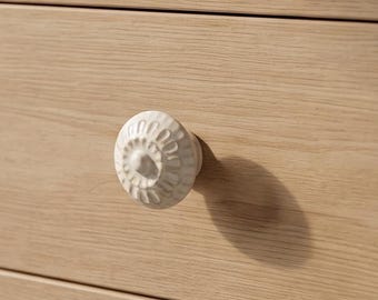 Hand-Painted Ceramic Floral Drawer Knob | Boho Rustic Cabinet Hardware Pull