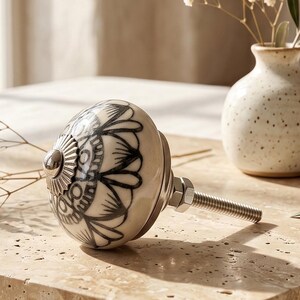 Black and White Mandala Ceramic Drawer Knob