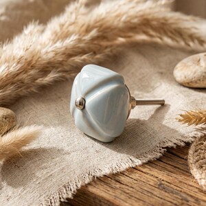 Handcrafted Blue Square Ceramic Knobs – Hand Painted Cabinet Pulls, Vintage Drawer Handles, Kitchen Cupboard Door Hardware