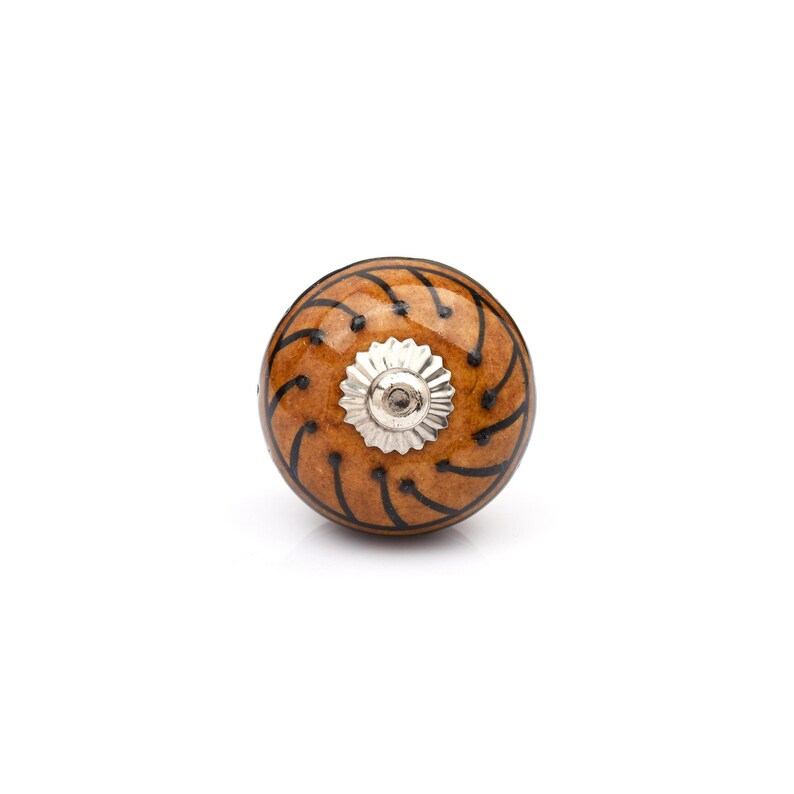 Vintage Ceramic Drawer Knobs, Green Brown Black Cabinet Pulls, Boho Chic Furniture Handles, Decorative Kitchen Cupboard Door Knobs