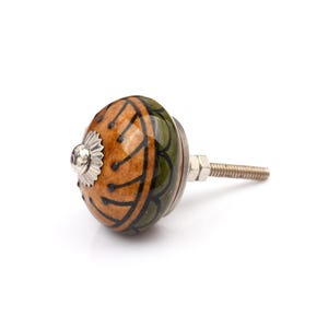 Vintage Ceramic Drawer Knobs, Green Brown Black Cabinet Pulls, Boho Chic Furniture Handles, Decorative Kitchen Cupboard Door Knobs