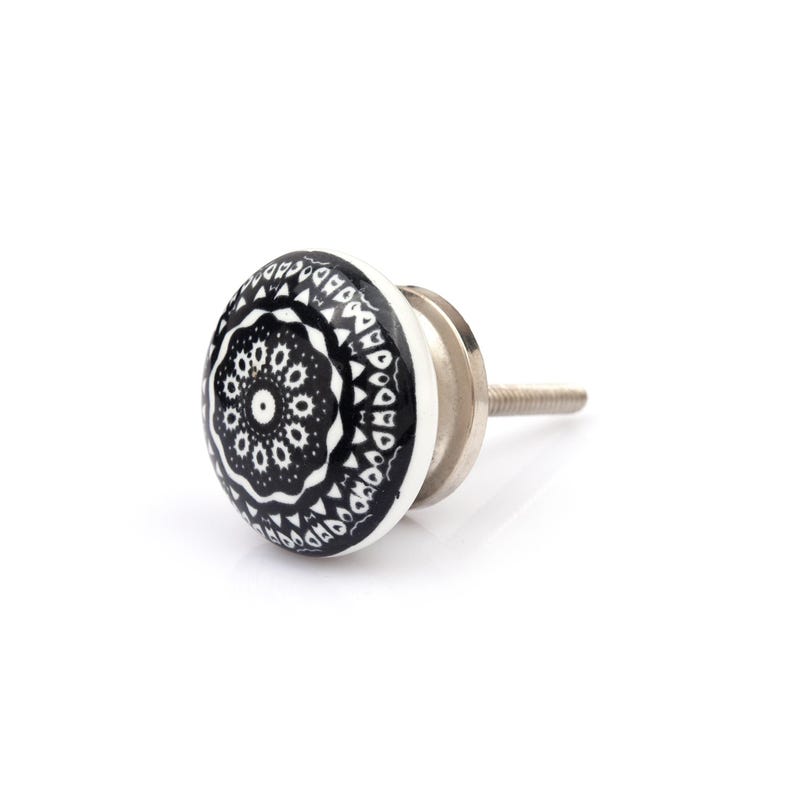 Black, White Ceramic Knobs, Handmade Cabinet Drawer Pulls, Boho Kitchen Cupboard Hardware, Decorative Ceramic Door Knobs