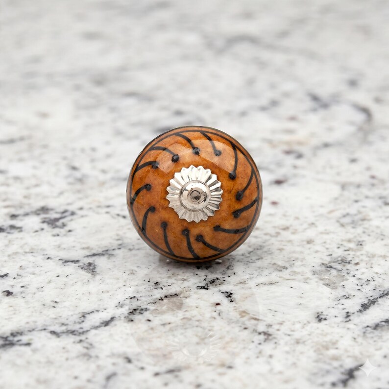 Vintage Ceramic Drawer Knobs, Green Brown Black Cabinet Pulls, Boho Chic Furniture Handles, Decorative Kitchen Cupboard Door Knobs