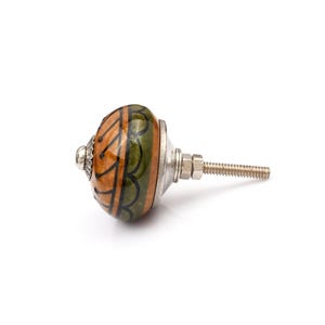 Vintage Ceramic Drawer Knobs, Green Brown Black Cabinet Pulls, Boho Chic Furniture Handles, Decorative Kitchen Cupboard Door Knobs
