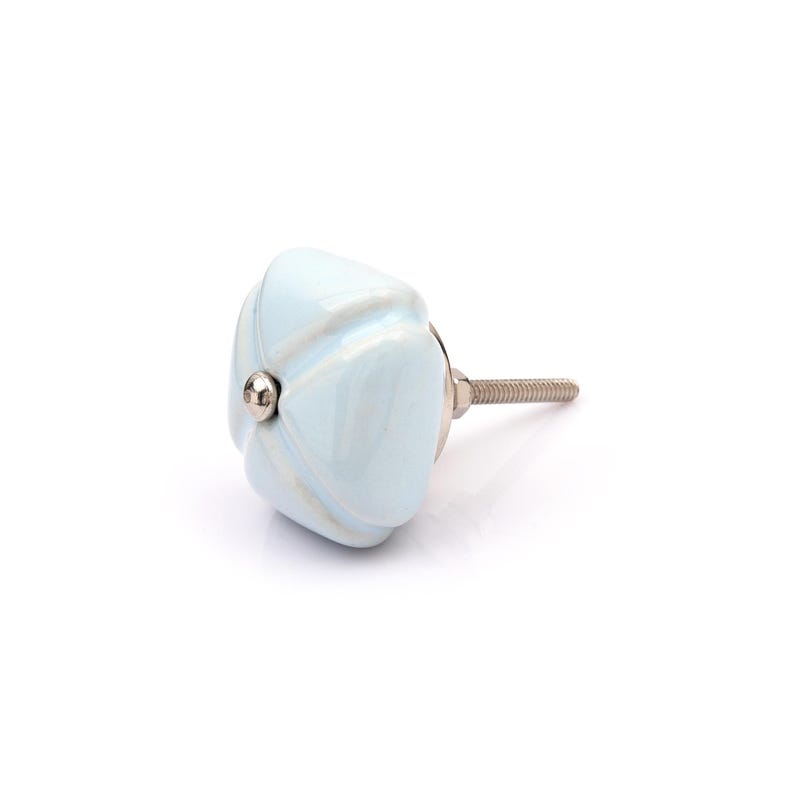 Handcrafted Blue Square Ceramic Knobs – Hand Painted Cabinet Pulls, Vintage Drawer Handles, Kitchen Cupboard Door Hardware