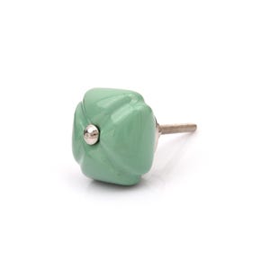 Handcrafted Green Square Ceramic Knobs – Vintage Hand Painted Cabinet Pulls