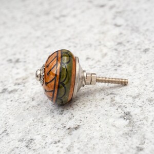 Vintage Ceramic Drawer Knobs, Green Brown Black Cabinet Pulls, Boho Chic Furniture Handles, Decorative Kitchen Cupboard Door Knobs