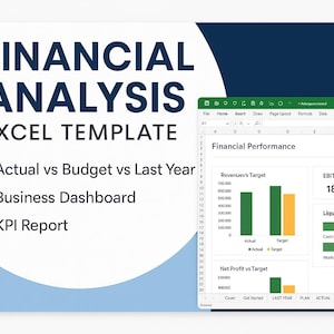 Financial Performance Analysis & Reporting Excel Template | Actual vs Budget vs LY Financial Analysis Model  Three Statement Model Dashboard