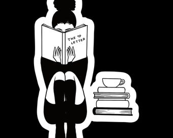 The Letter Black Girl Reading Sticker