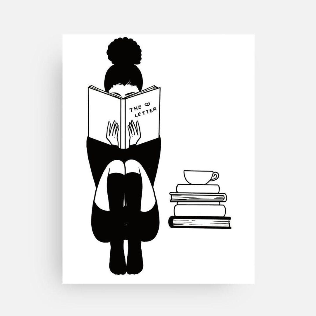 Black Girl Reading Flat Note Cards - Etsy