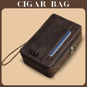Portasigari in pelle pieno fiore personalizzato da uomo, custodia da viaggio, con accendino, taglierino, umidificatore tascabile, scatola per sigari, accessori, regalo per lui