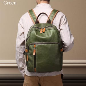 Leren rugzak mannen Office rugzakken laptop rugzak Reistas Rugzak College School rugzak gepersonaliseerd cadeau voor hem cadeau voor haar
