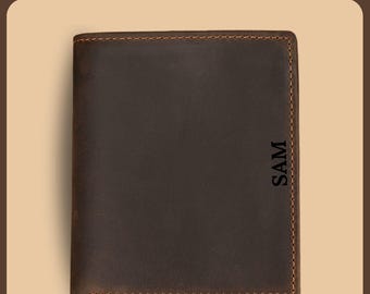Cartera de cuero, Cartera delgada de cuero personalizada, Monedero, Cartera con tarjetero, Monedero de cuero, Billetera para mujer, regalo para él o ella