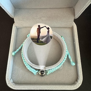 Aangepaste fotoprojectie armband gevlochten touw armband gepersonaliseerde foto binnenin sieraden gedenkteken cadeau voor hem. aanpasbare armbanden
