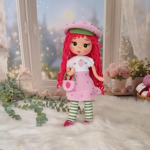 Crochet Strawberry Girl Doll: Handmade Amigurumi Toy with Removable Clothes