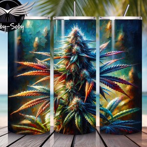 Magical Bud, 20 oz Skinny Tumbler Sublimation Design, Instant PNG Digital Download, Marijuana Wrap, Ganja-Themed Tumbler Wrap