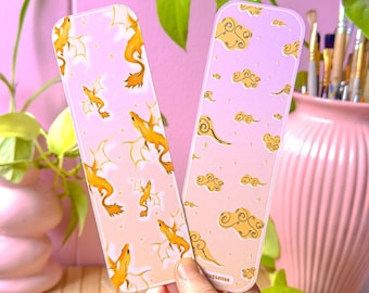 Pastel Andarna Bookmark | Romantasy Fourth Wing Inspired Merch | Fantasy Gold Dragon Laminated Page Marker