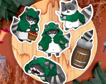 Rogue Raccoon Sticker Set | DnD Trash Panda Decals | Tabletop RPG Gift for Dungeon Masters