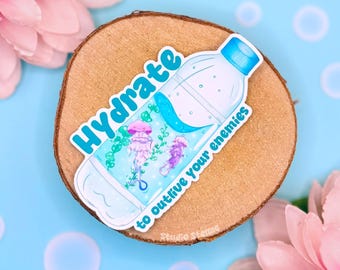 Moon Jellyfish Water Bottle Sticker | Petty Self Care Reminder Decal | Motivational Mental Health Quote