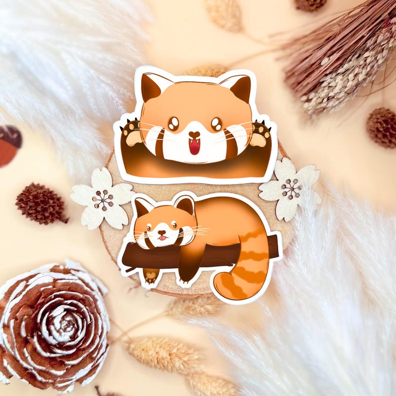 Red Panda Sticker Set | Decal Pack for Kawaii Animal Lovers | Happy ...